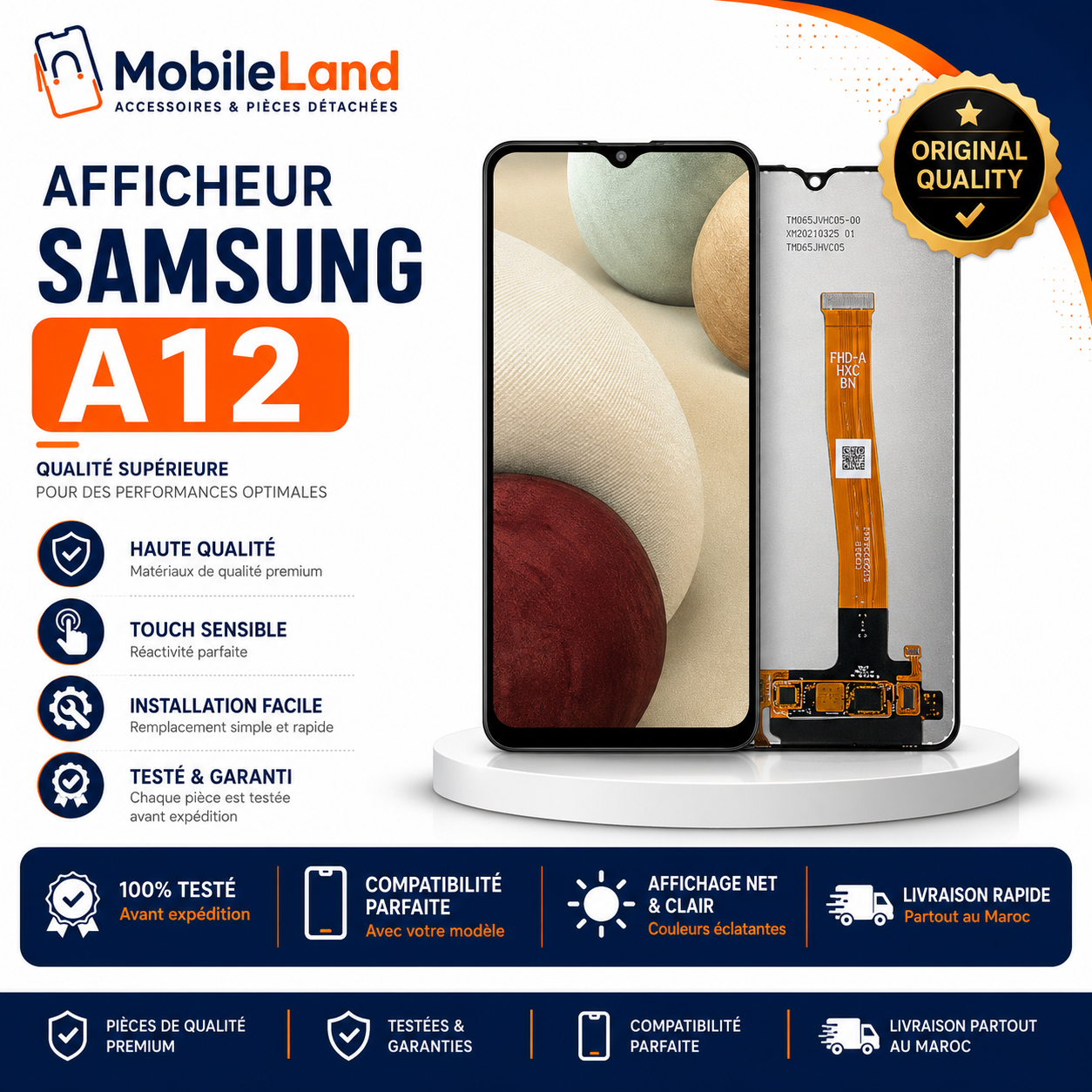 AFFICHEUR SAMSUNG A02/A12/M12/M02 BLACK ORIGINAL